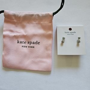 Kate Spade discontinued pave crystal bow earrings, NWT.